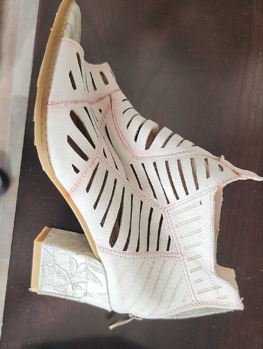 Blush Cutout Peep-Toe Ankle Heels - Picture 7 of 16